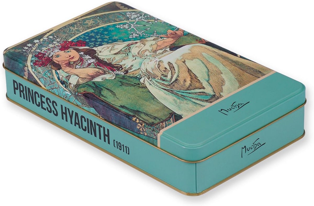 Decoratieve Metalen Blikken Doos met Deksel - Herbarium Alfons Mucha - Voorraadbus