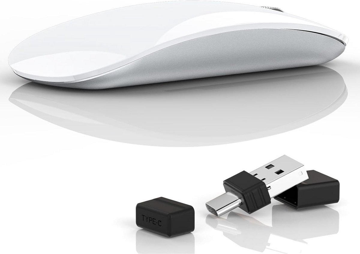 Stille Oplaadbare Draadloze Muis met USB en Type-C Ontvanger