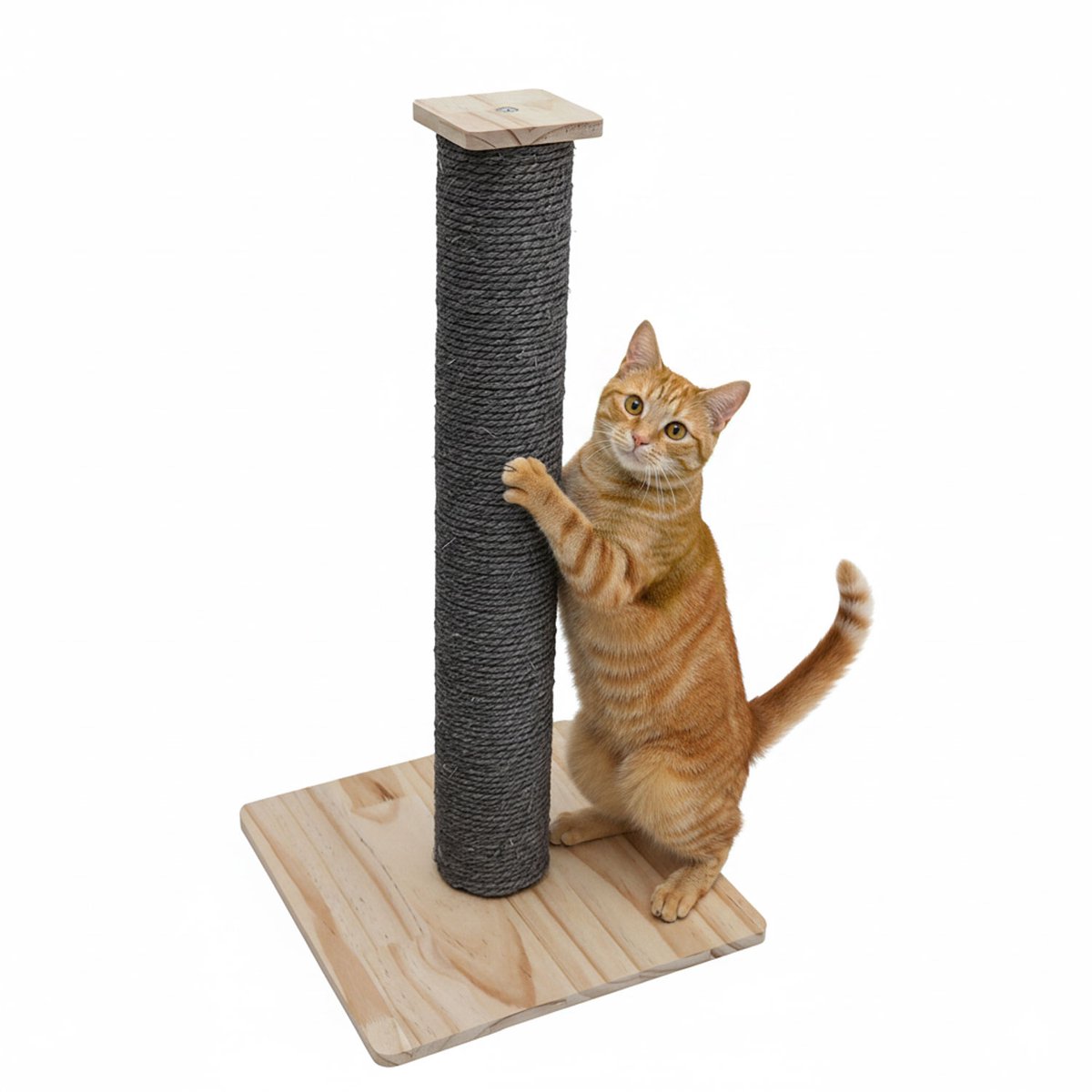 62 cm Krabpaal voor Katten - Sisal Krabzuil met Bamboe Platform - Indoor Krabber met Houten Basis