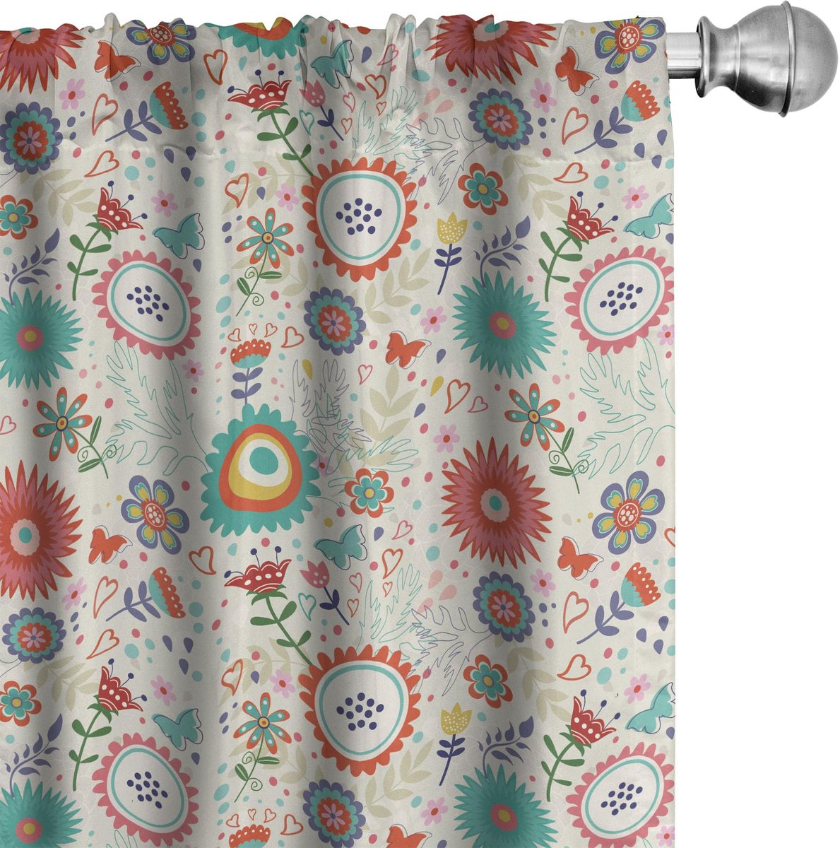 ABAKUHAUS Bloemen gordijnen – 2x75x175 cm – microvezel – multicolor