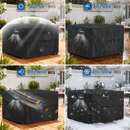 Waterdichte hoes voor tuinstoel, 130 x 90 x 85 cm, zwaar belastbare terrasmeubelhoes voor tuinstoel, tafel en rotan bank, 420D Oxford-stof met anti-UV-bescherming Waterdichte hoes voor tuinstoel, 130 x 90 x 85 cm, zwaar belastbare terrasmeubelhoes voor tuinstoel, tafel en rotan bank, 420D Oxford-stof met anti-UV-bescherming