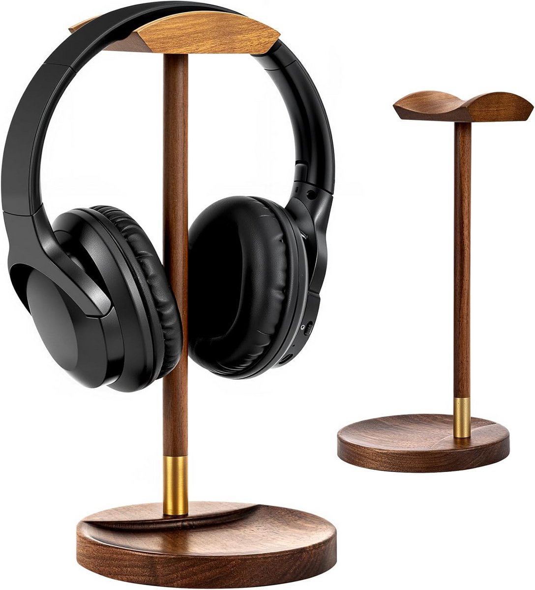 Massief Houten Hoofdtelefoonstandaard voor Bureau en Gaming Headsets