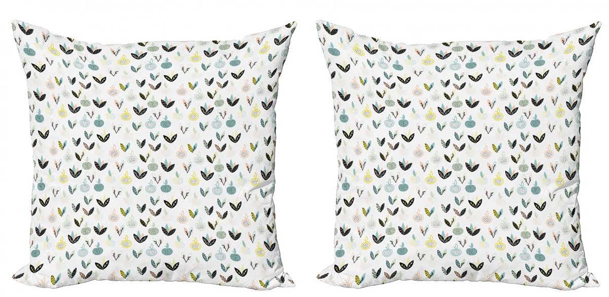 ABAKUHAUS Kussenhoezen Set (2x 45x45) – dubbelzijdige print, multikleurig Wit