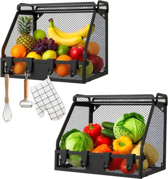 2-laags fruitmand voor op het aanrecht voor de keuken 2-laags fruitmand voor op het aanrecht voor de keuken