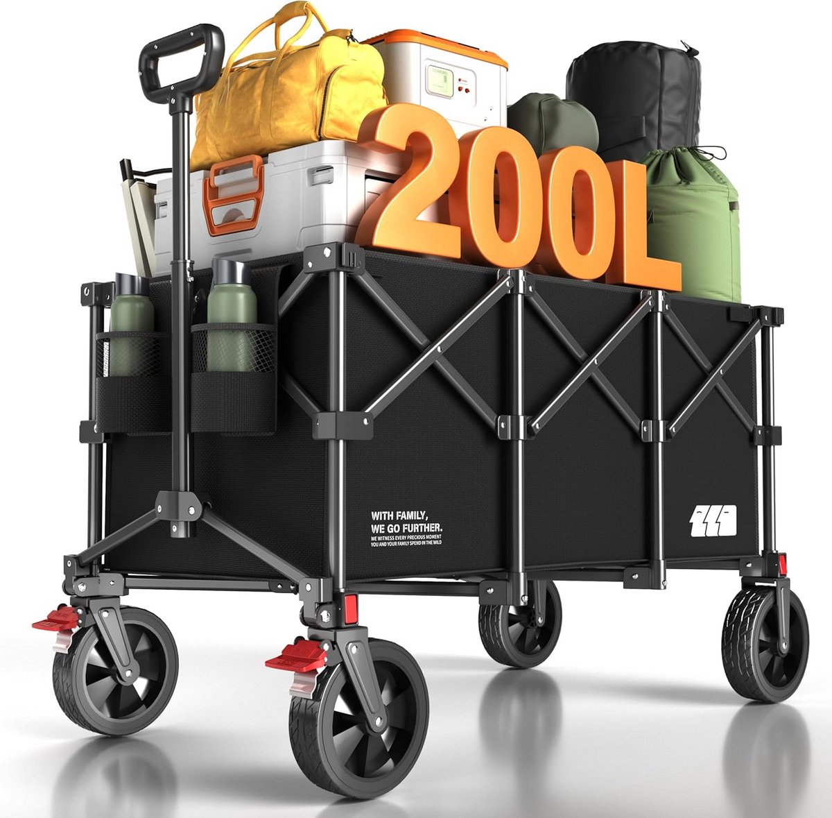 Inklapbare Transportkar met Wielen, 200L Grote Capaciteit, Zware Kwaliteit