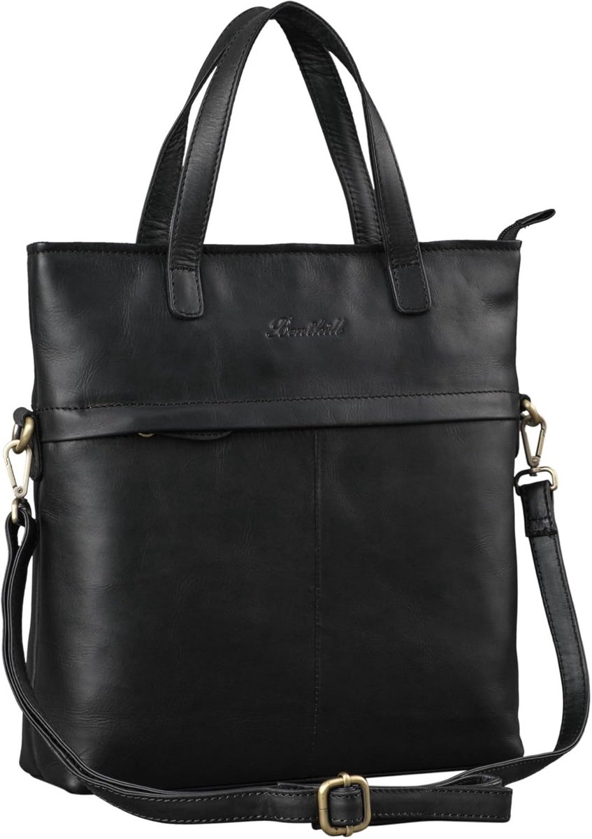 Grote Leren Shopper Schoudertas Dames - Echt Koeienhuid - Vintage Handtas
