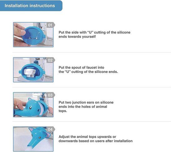 Kraanverlenger set van 2 met olifant en eend voor kinderen - Handen wassen bij gootsteen met leuke dieren - Hygiëne hulpmiddel voor baby's — afbeelding 4
