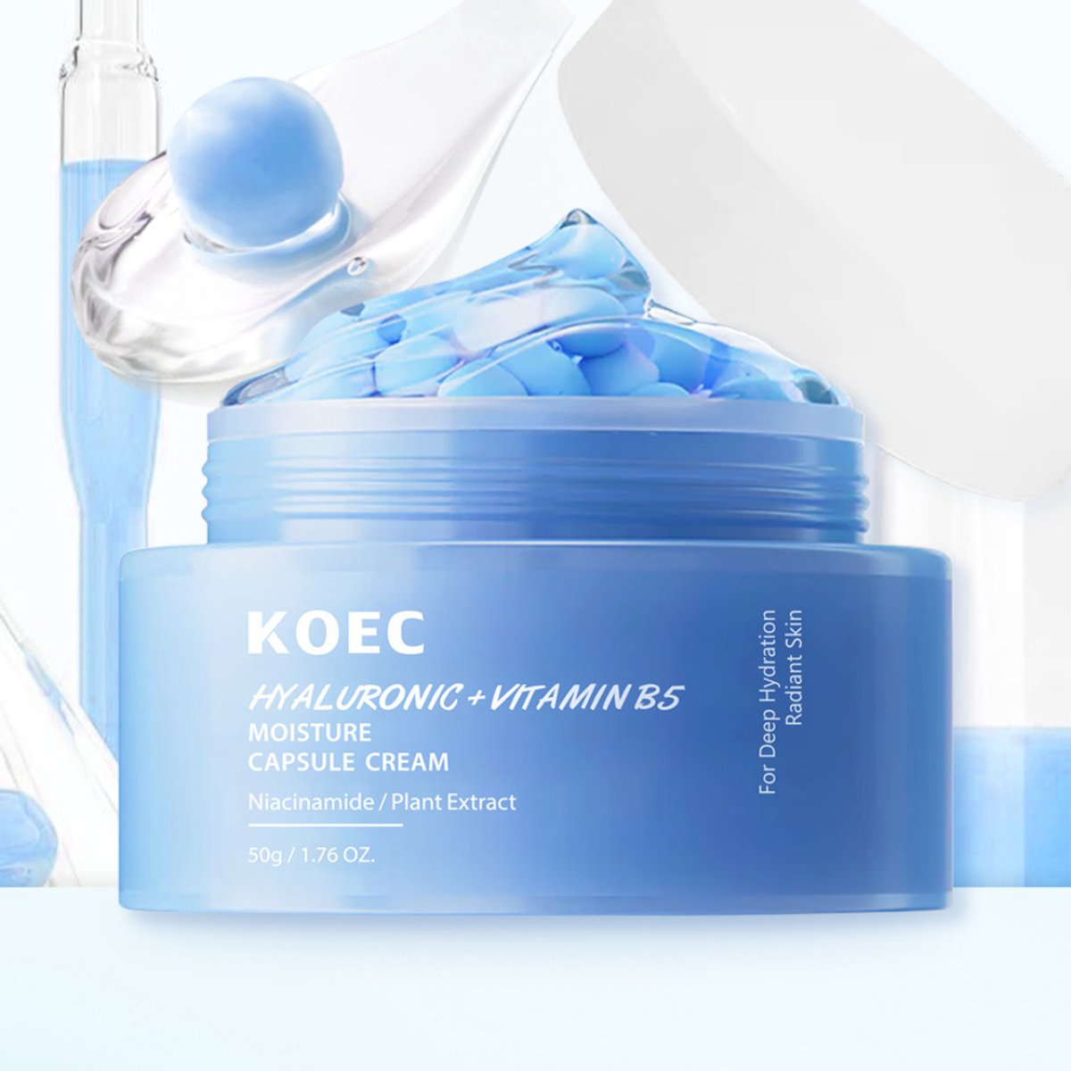 Hyaluronic + Vitamin B5 Moisture Capsule Cream – Niacinamide - KOEC -Korean Skincare - Glass Skin Effect
