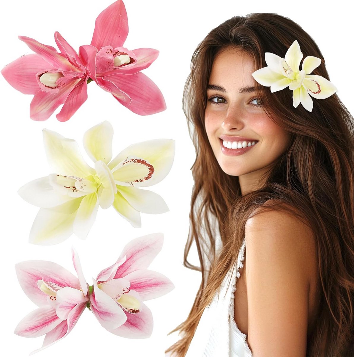 Set van 3 Hawaii Stijl Bloemen Haarspelden voor Dames en Meisjes