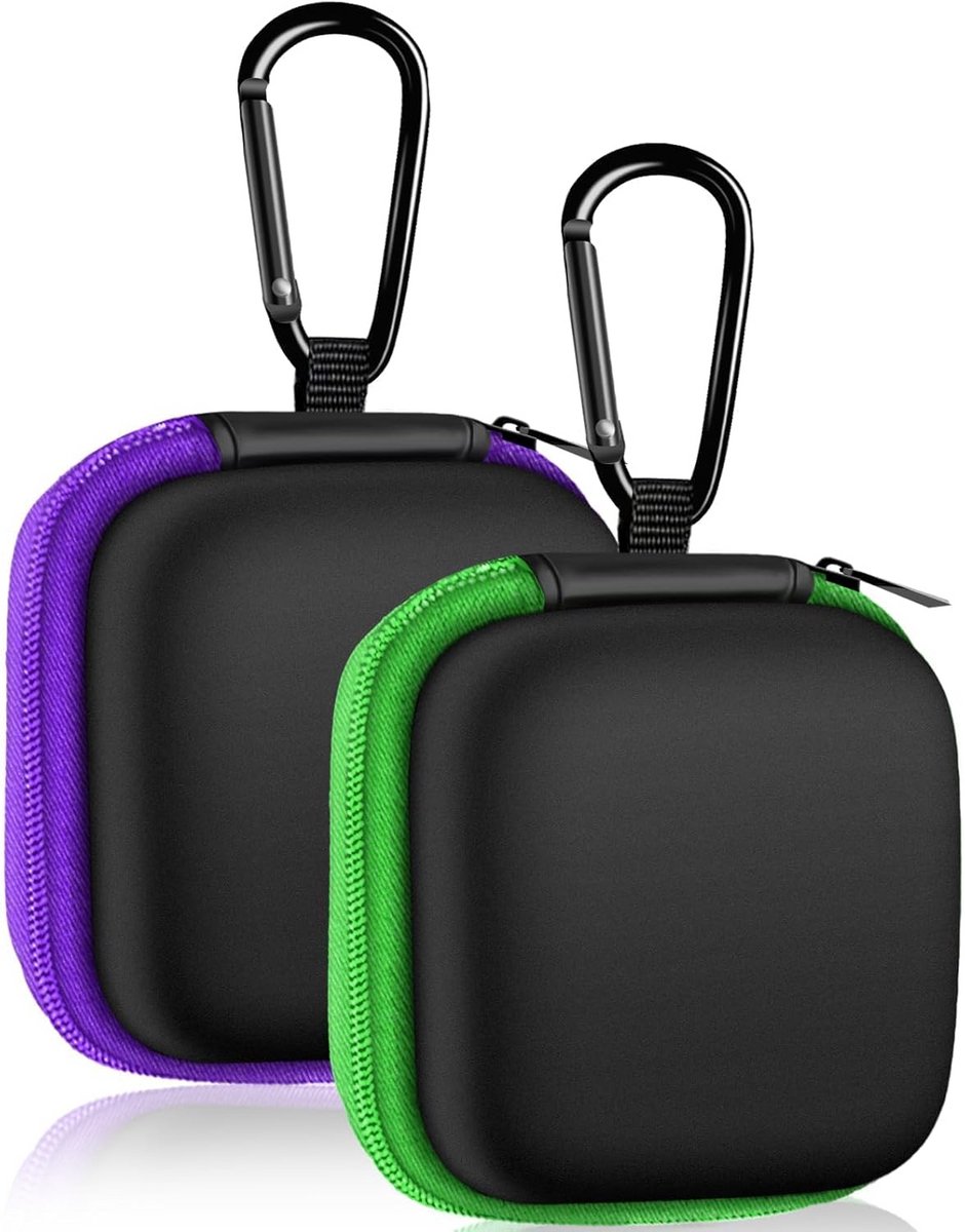 2-Pack Draagbare Opbergtas voor Oordopjes en Accessoires met Karabijnhaak
