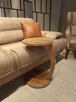 Zeo Wood® - Bijzettafel - Bijzettafel met wielen - Bedtafeltje met Wielen - Tafeltje op Wieltjes - Ronde Bijzettafel
