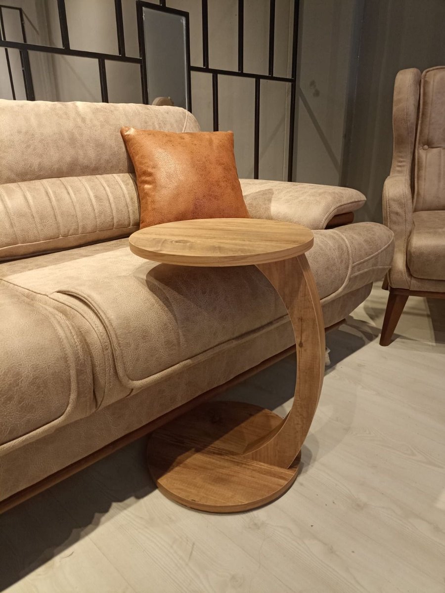 Zeo Wood® - Bijzettafel - Bijzettafel met wielen - Bedtafeltje met Wielen - Tafeltje op Wieltjes - Ronde Bijzettafel