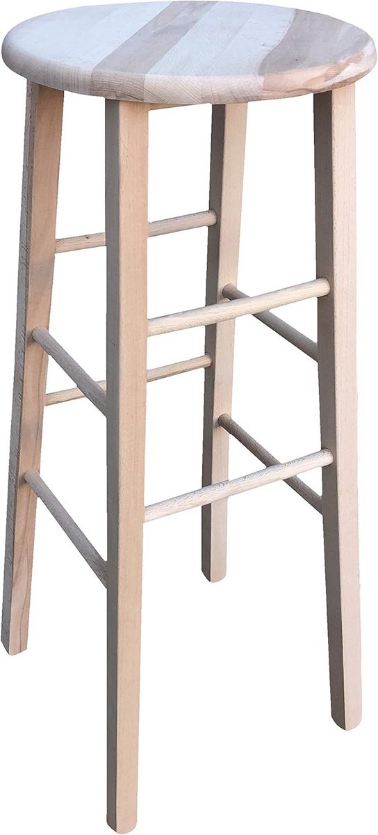 Ronde Houten Opstapkruk met Zitting 80 cm Hoog