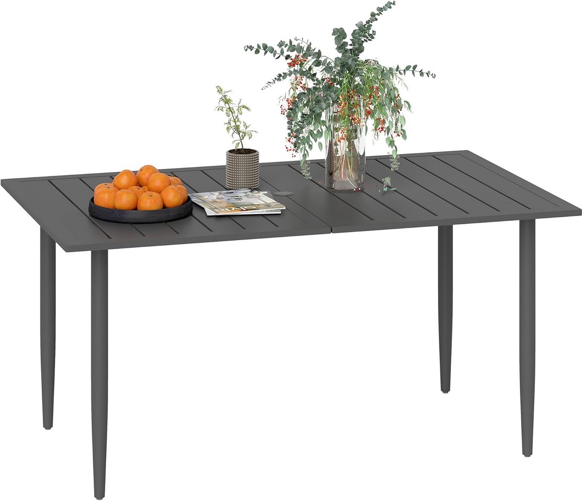 Tuinmeubel Tafel Rechthoekig voor Buiten en Balkon 150x90 cm met Parasolgat