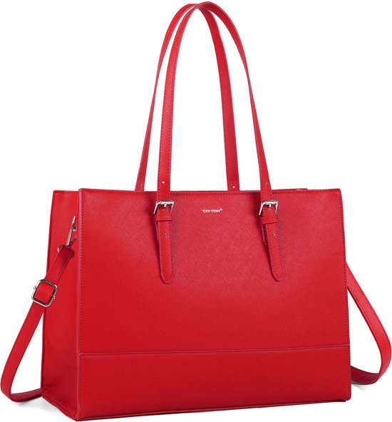 VASCHY Handtas Dames, Tote Bag Universiteit Vintag Schoudertas Dames Lichtgewicht Leer Laptoptassen voor Vrouwen 15.6 Inch voor Werk, School