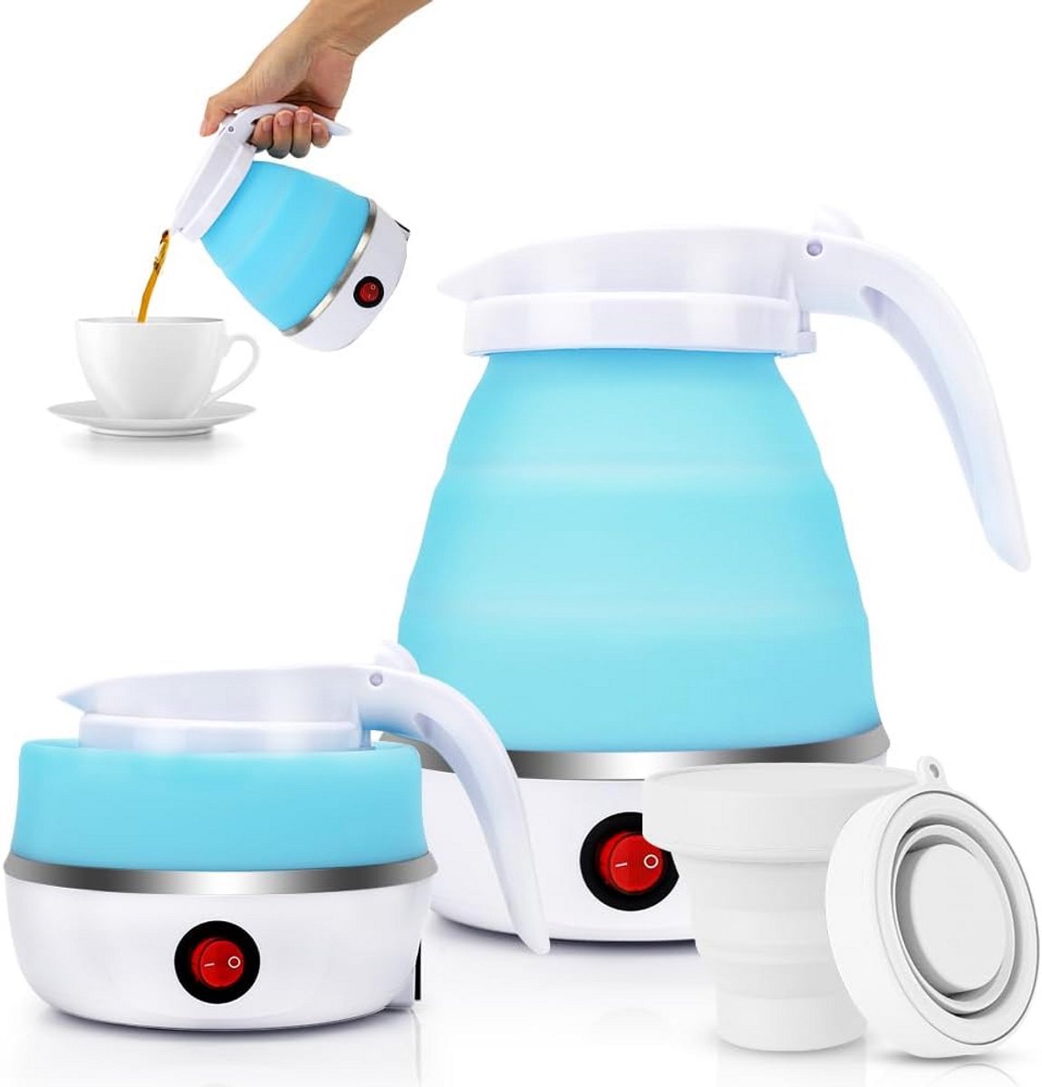 Draagbare Opvouwbare Waterkoker 600ml Compact voor Reizen en Camping