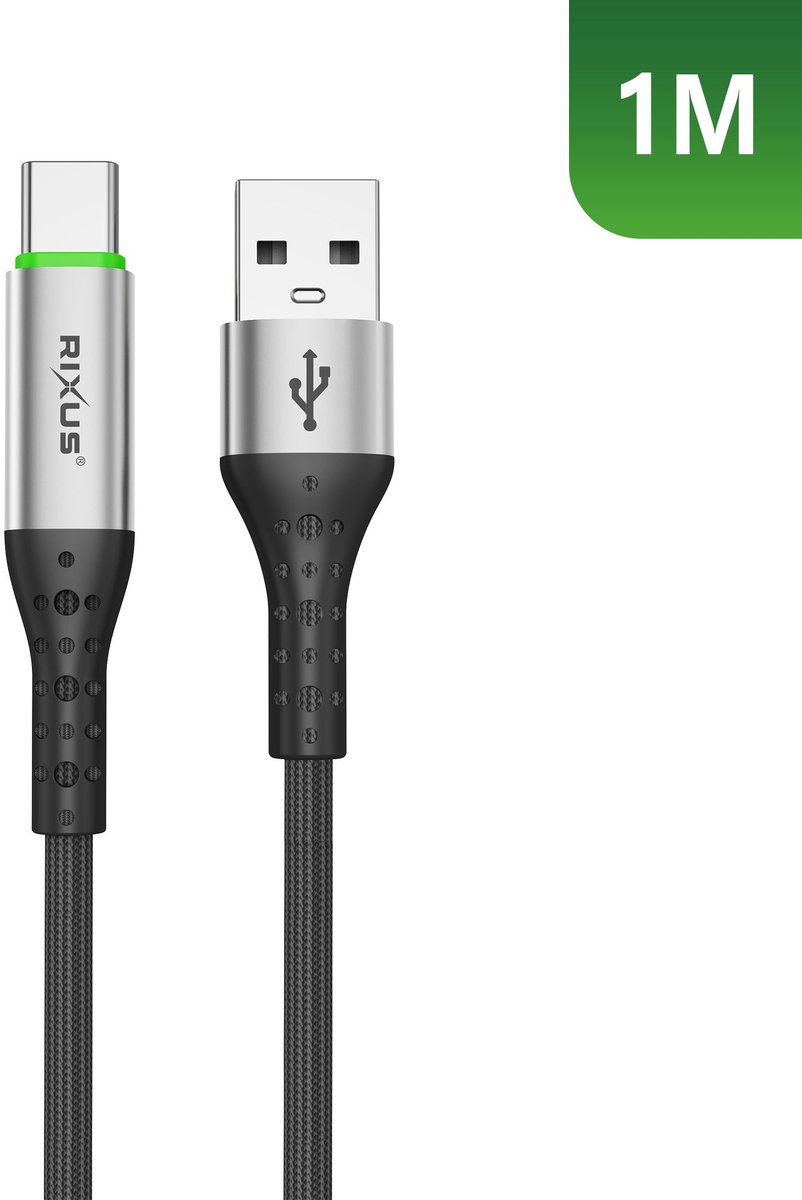 Rixus RXUC22AC Auto Disconnect USB-A To USB-C Cable Black