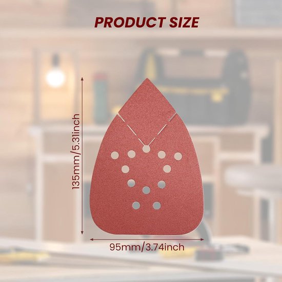 50 Pièces Papier Abrasif Triangulaire 135x95mm 12 Trous - Grains 60 80 120 180 220 Pour Ponceuse