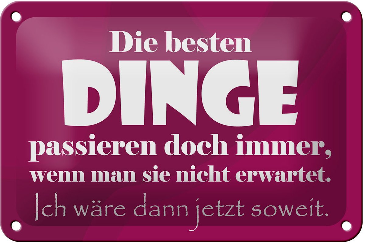 Blechschild Spruch 18x12cm Die besten Dinge