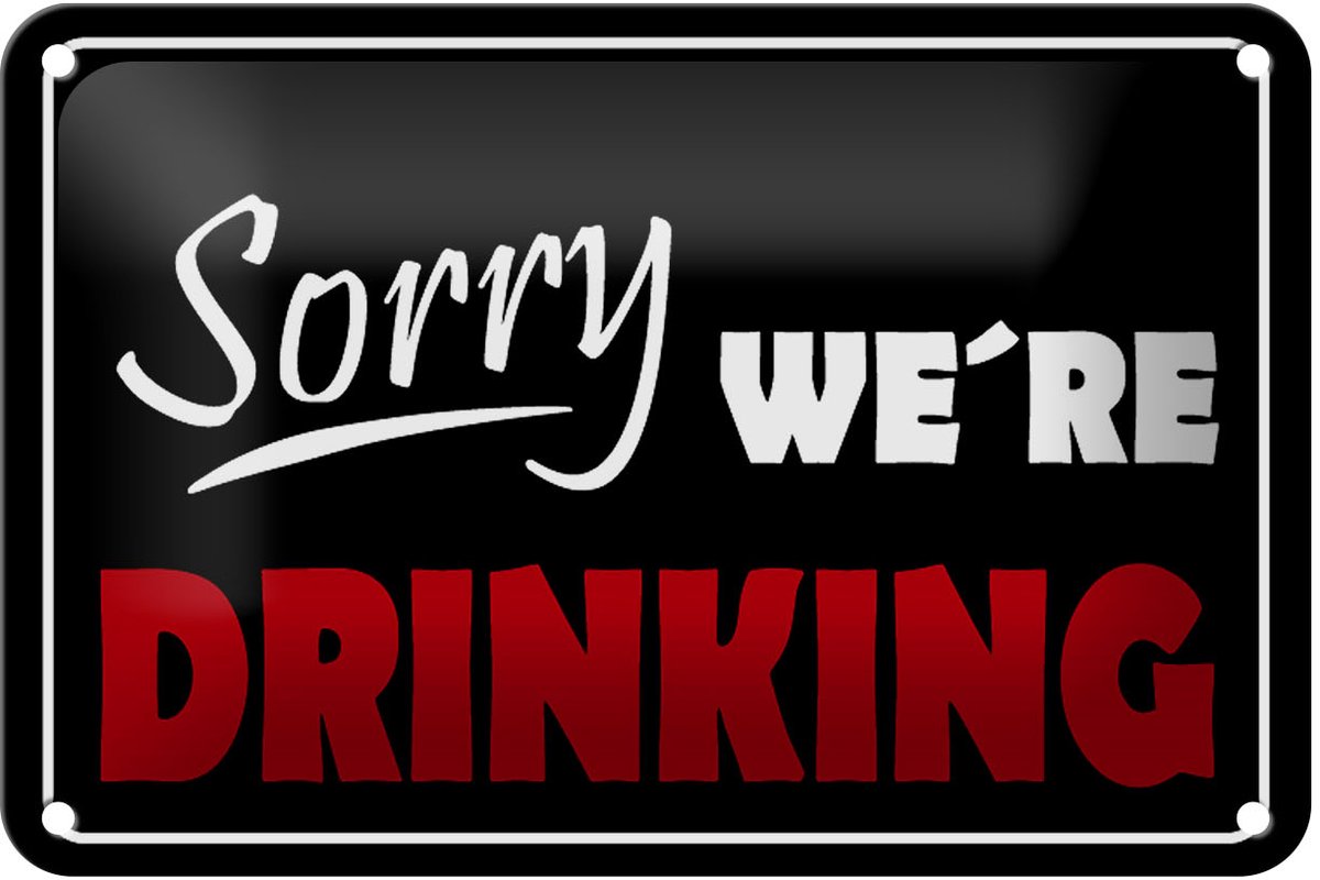 Blechschild Spruch 18x12cm Sorry we´re drinking