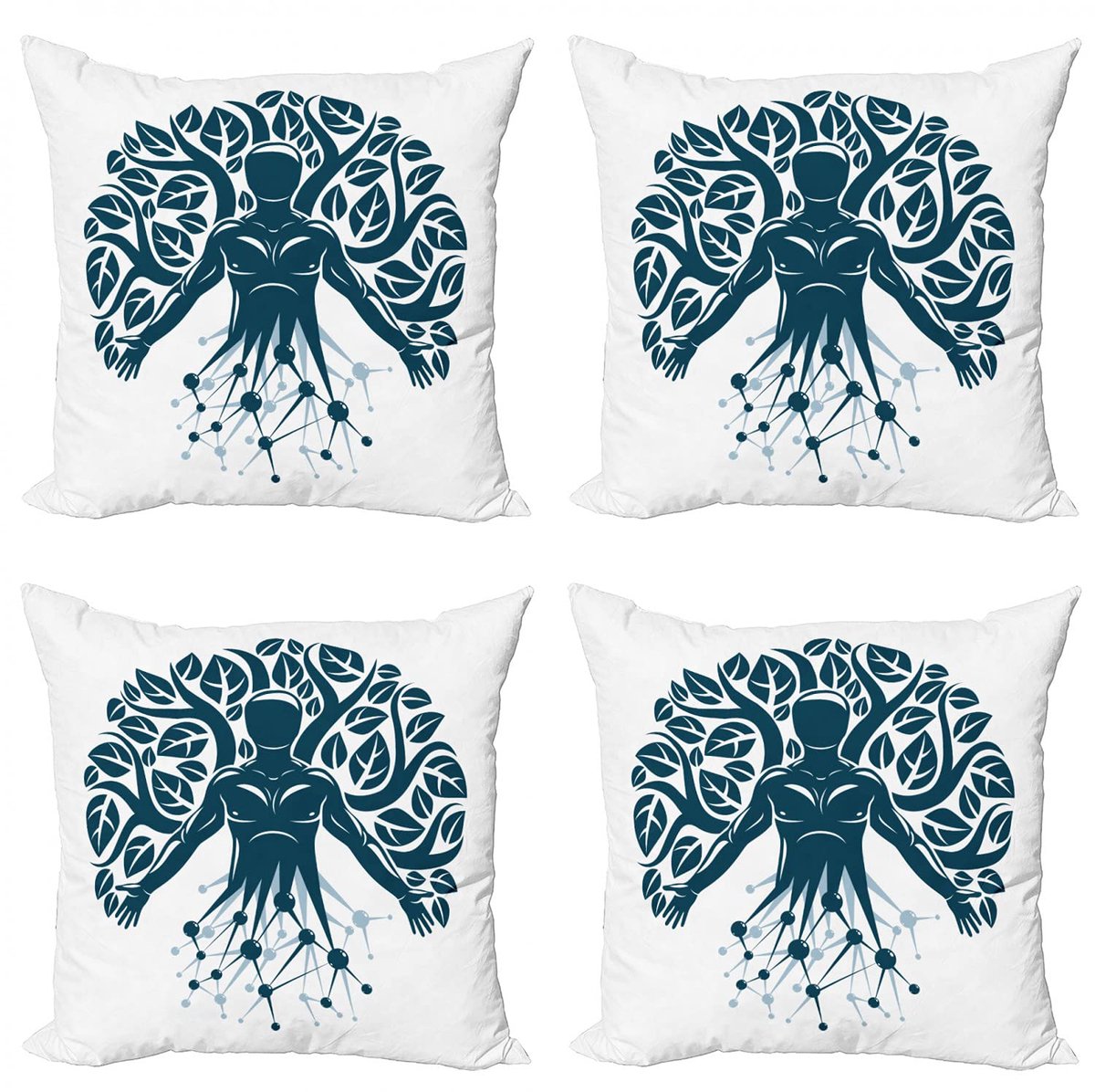 ABAKUHAUS Kussenhoezen Set – 4x40x40 cm – Dubbelzijdig bedrukt – Microvezel Wit