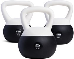 Gym Masters Zachte Kettlebell Set – 4, 6 & 10 kg – Fitness Gewicht voor Thuis & Sportschool – Krachttraining & Cardio – Anti-Beschadiging