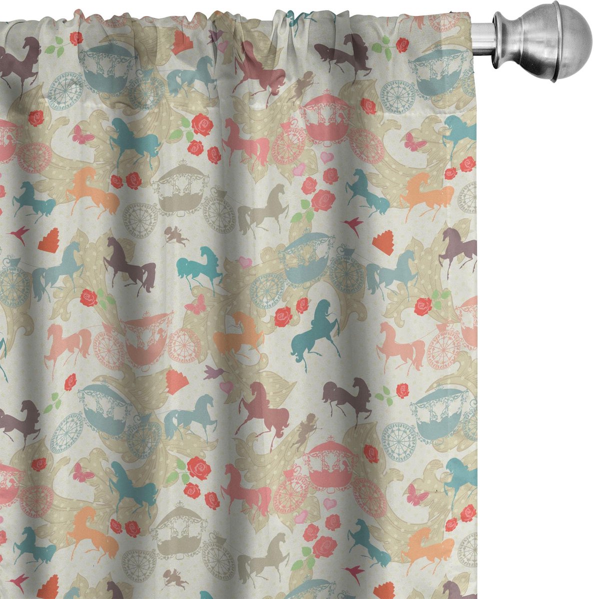 ABAKUHAUS Paarden Gordijnen – 2x75x175 cm – Meerkleurig – Roedezak 6,5 cm Mehrfarbig