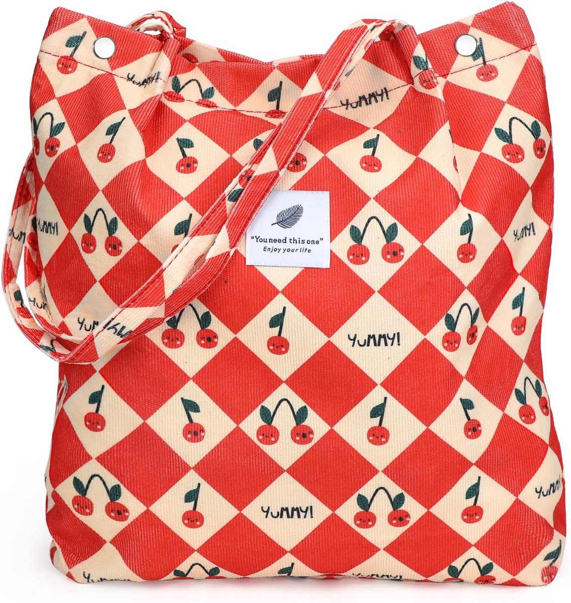 Grote Corduroy Tote Tas Dames - Zachte Schoudertas voor Werk, School en Reizen
