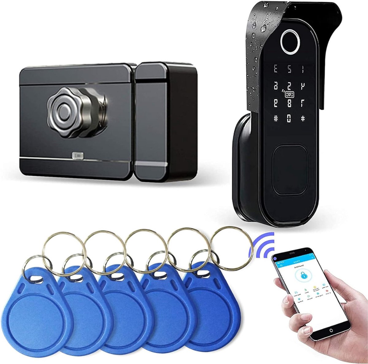 VIN® Deurslot Buitendeur - Smartlock - Slim Deurslot Met Vingerdrukherkenning - Codeslot - Elektrisch Deurslot Met Code Toegang - Intelligent Smart Lock - Roestvrij staal - Zwart