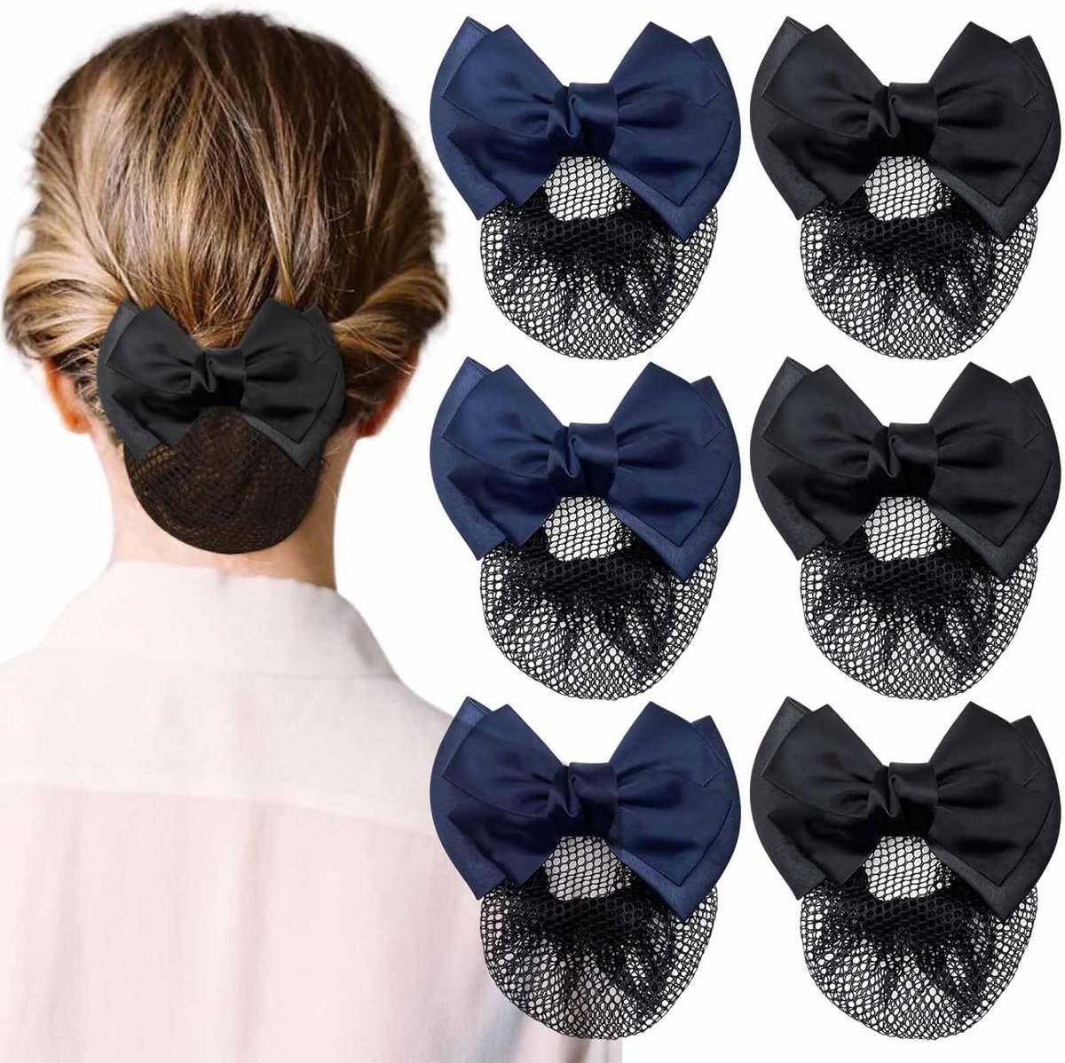 6x Haar Netjes Strik Haar Broodje Cover voor Vrouwen - Stijlvolle Haarnet Clip