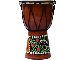 Handgemaakte Houten Djembe Trommel met Aborigine Dot Painting - Percussie Instrument