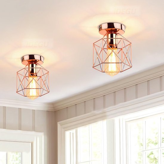 iDEGU Set van 3 moderne hanglampen, 20 cm, elegante kroonluchter van metaal, lampenkap in kooivorm, zwart