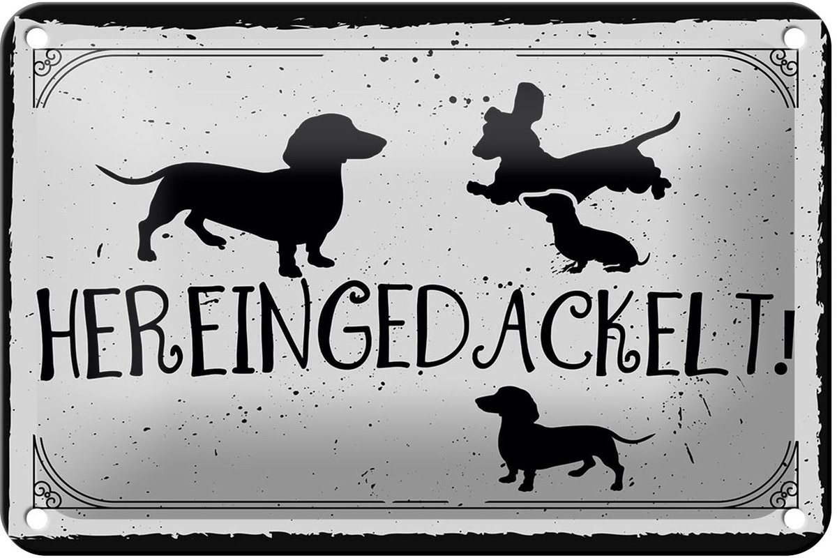 Blechschild Spruch 18x12cm Hereingedackelt