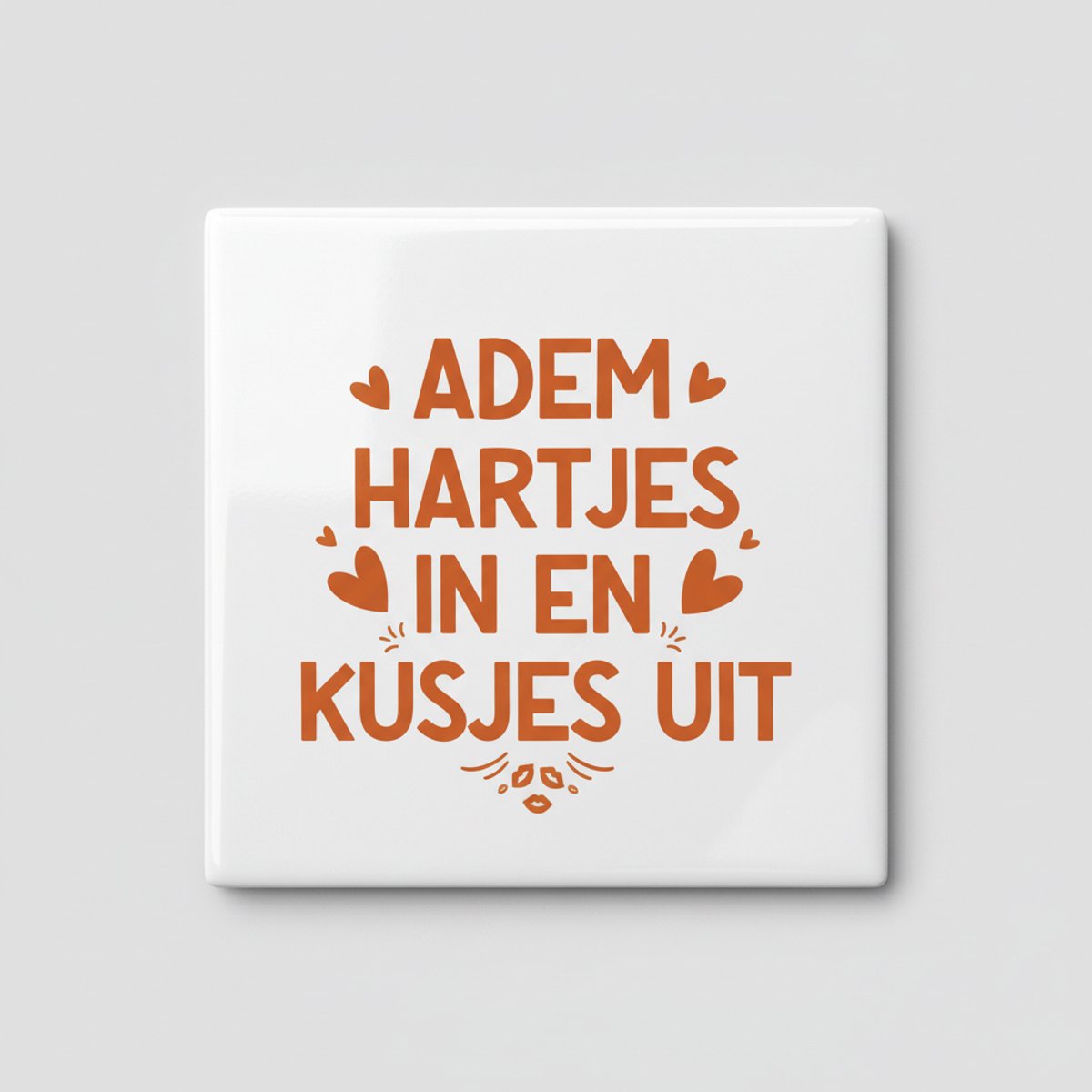 Adem Hartjes In en Kusjes Uit Tegel 15x15 cm – Romantische Nederlandse Tekst Keramische De