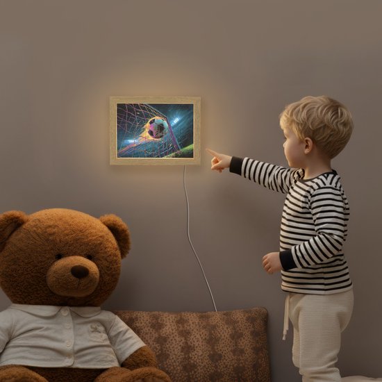 Nachtlampje 20x15 cm - Kinder lamp - Goal - Voetbal - Vuur - Stadion - Tafellamp kinderkamer - Slaapkamer lamp - Bedlamp kinderen - Kinderlampje stopcontact - Wandlamp babykamer - Nachtlampjes van Merkloos — afbeelding 5