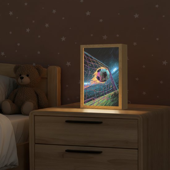 Nachtlampje 20x30 cm - Kinder lamp - Goal - Voetbal - Vuur - Stadion - Tafellamp kinderkamer - Slaapkamer lamp - Bedlamp kinderen - Kinderlampje stopcontact - Wandlamp babykamer - Nachtlampjes van Merkloos — afbeelding 2