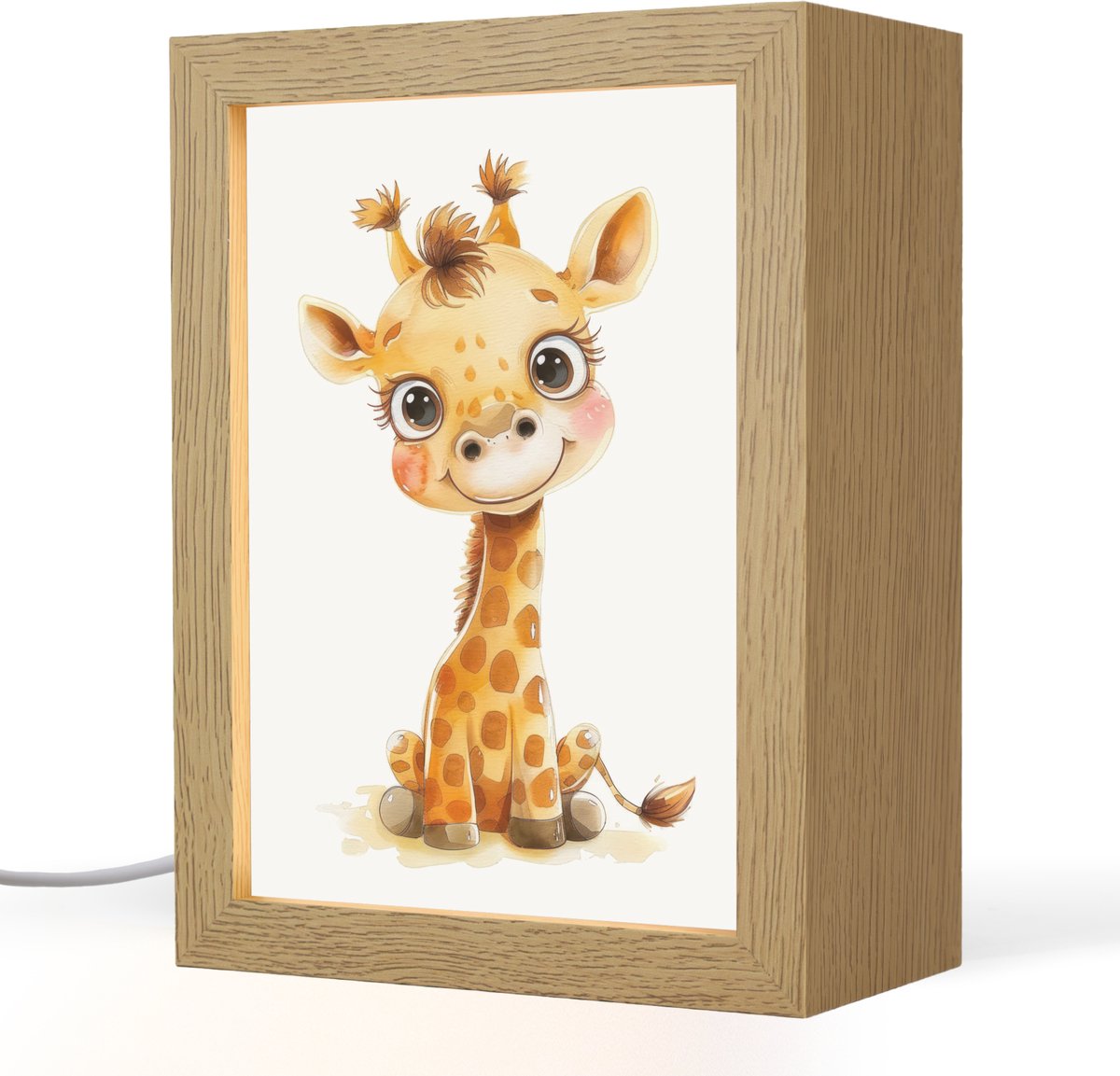 Nachtlampje 15x20 cm - Kinder lampje - Giraf - Baby dier - Wilde dieren - Tafellamp kinderkamer - Slaapkamer lamp - Bedlamp kinderen - Kinderlampje stopcontact - Wandlamp babykamer - Nachtlampjes