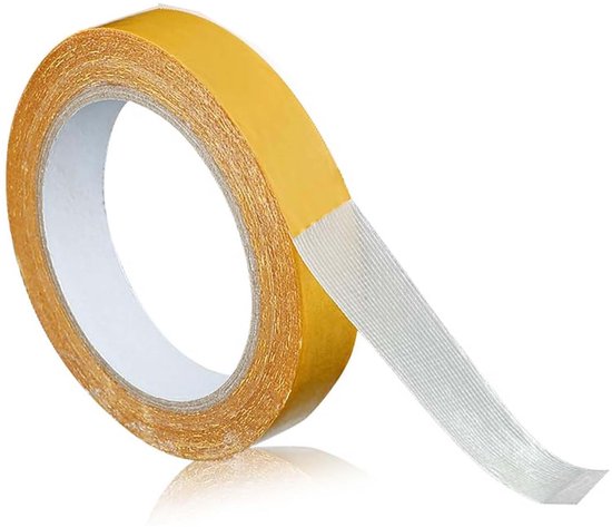 QWORK® Extra Sterke Dubbelzijdige Textieltape – 1,5 Cm X 20 M, 0,28 Mm Dik, Voor Tapijten En Gestructureerde Oppervlakken