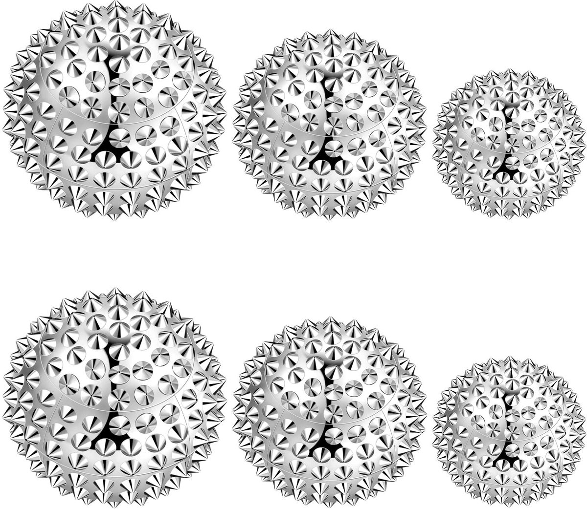 IMPERATORIS® Massage Ball - Trigger Point Ball - Spiky Ball for Foot Massage and Back - Physiotherapy and Recovery - 3.2 tot 5.6 cm - 6 Stuks - Zilver