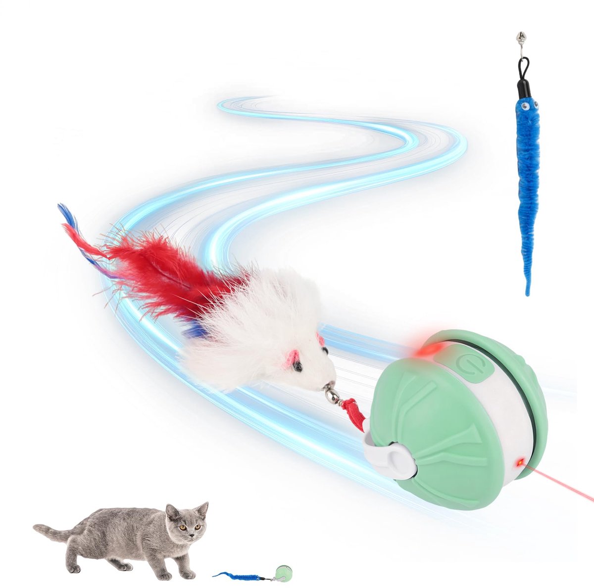 IMPERATORIS® Elektrisch Kattenbalspeelgoed – Interactief Kattenspeeltje / Automatisch Rollend Slim Speelgoed voor Katten – Oplaadbaar – Voor Interactief Spelen Binnenshuis – Geschikt voor Tapijt – stuks