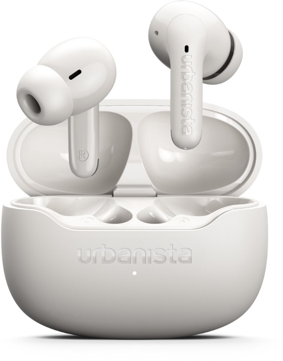 Urbanista Palermo Draadloze ANC Oortjes – 32u Afspeeltijd – met Active Noise Cancelling – Bluetooth – IPX4 Waterbestendig – EQ3 instellingen – Wit