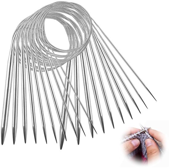 Foto: 10 stuks rondbreinaalden breinaalden voor rondbreien lengte 80 cm rondbreinaalden set voor sokken mutsen sjaals truien en meer 2 0mm 2 5mm 3 0mm 3 5mm 4 0mm 4 5mm 5 0mm 5 5mm 7 0mm 8 0mm zilver