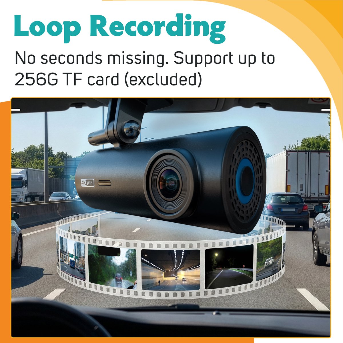 Pora&Co Dashcam Dual Lens 4K – Voor & Achter Camera – Ultra HD – Nachtzicht – Parkeermodus thumbnail 2