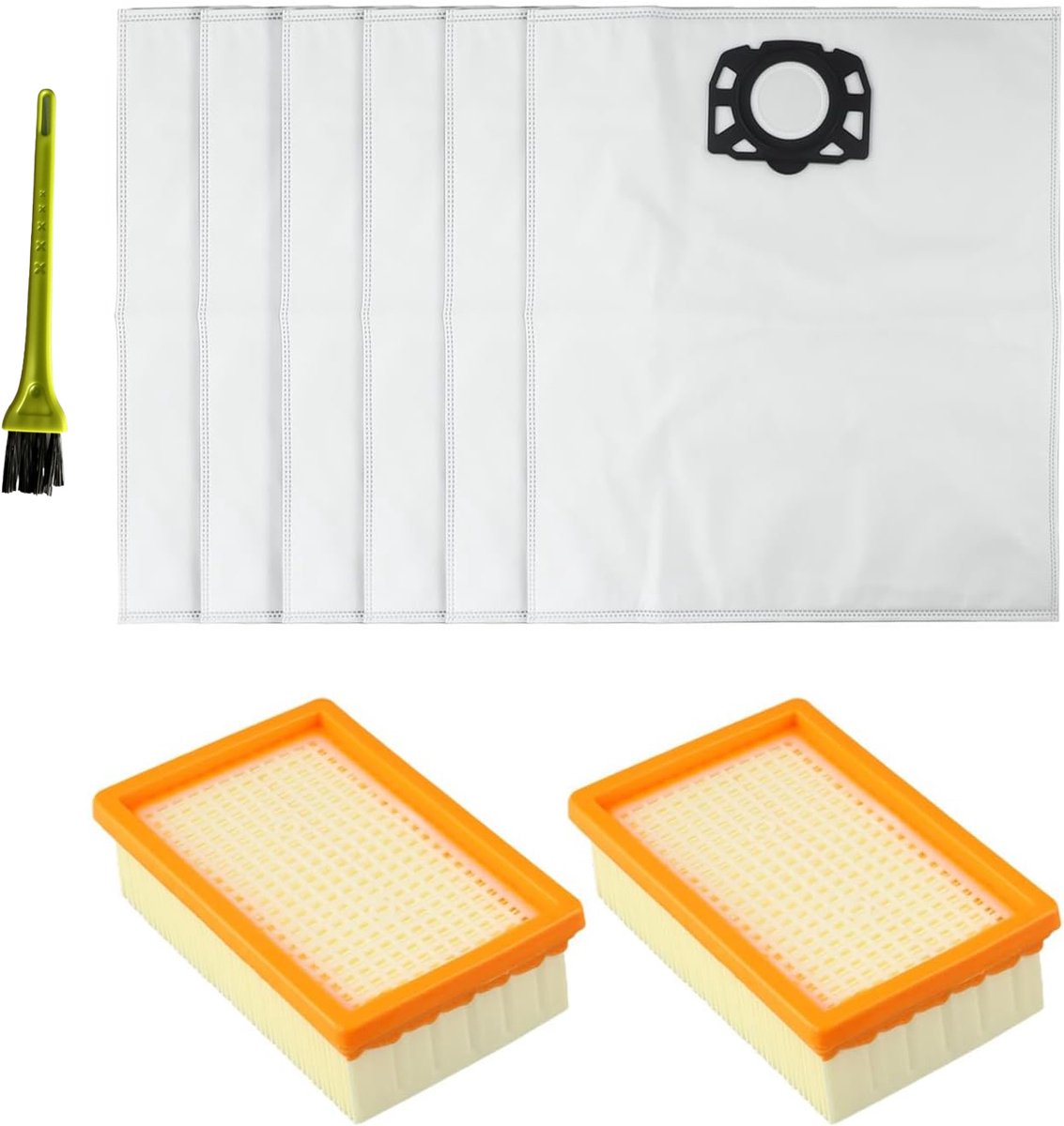 HEPA Filter en stofzakken - geschikt voor Kärcher WD4 - WD5 - WD6 - WD5P - WD6P - Premium MV4 - MV5 - MV6 stofzuiger - 2.863-005.0 2.863-006.0 - 2 Filter en 6 stofzakken