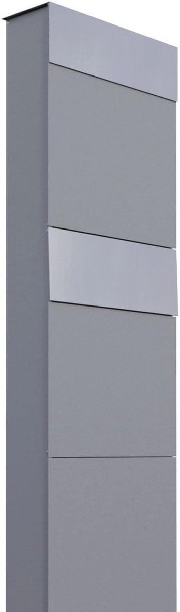 Dubbele brievenbus voor vloermontage in grijs metallic - vrijstaand ontwerp