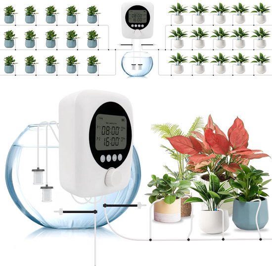 Automatisch wifi-irrigatiesysteem met dubbele pomp, doe-het-zelf druppelirrigatieset, app-gestuurd, irrigatiesysteem voor kamerplanten voor 20 potplanten