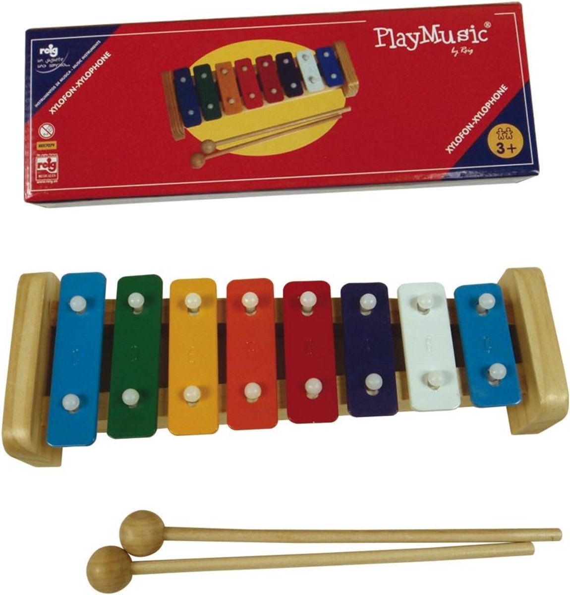 Houten Xylofoon met 8 Kleuren Metalen Toetsen en 2 Stokjes - Muziekinstrument voor Kinderen