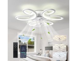 MUPOO Smart Plafondventilator met verlichting Ø65 cm - LED Dimbaar - 3 Lichtkleuren - Met Afstandsbediening & APP - 6 Snelheden - Timer - Zomer/Winter functie - Modern plafond ventilator voor Woonkamer Slaapkamer Kantoor