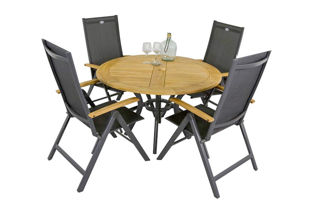 Hartman Napoli/South Wales ronde verstelbare aluminium tuinset Ø120 cm. - Teak – foto 3