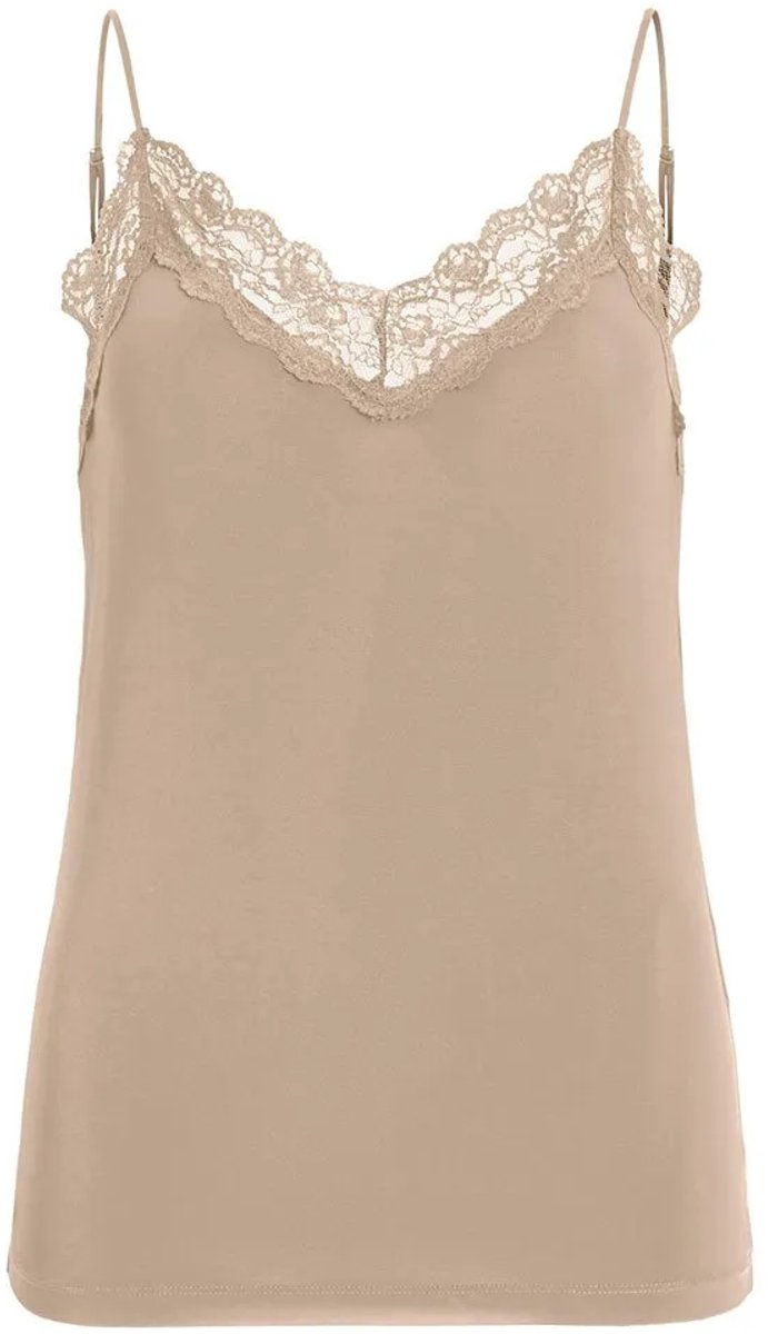 Object Leena New Lace Mouwloos T-shirt Beige L-XL Vrouw
